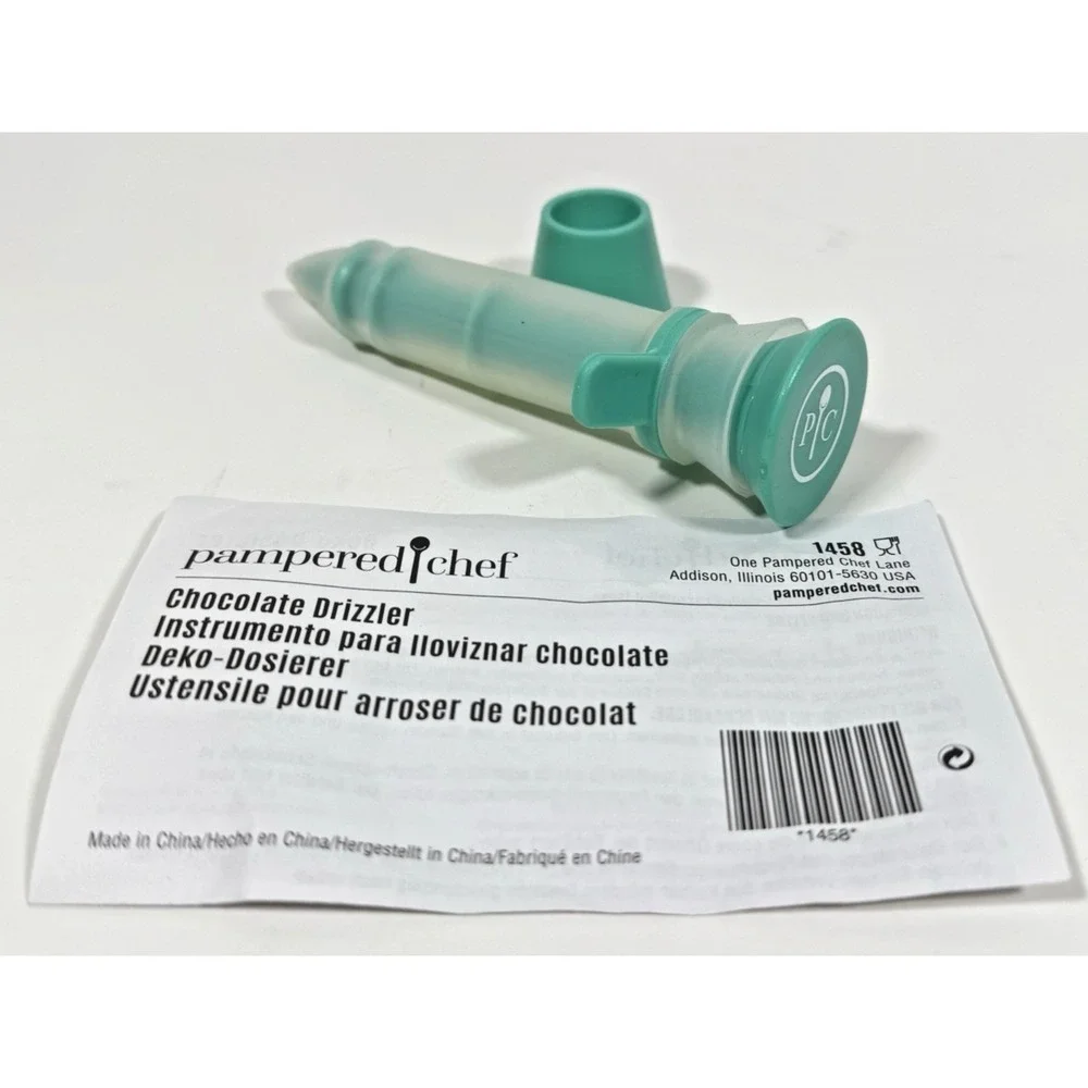 Pampered Chef Chocolate Drizzler Kitchen Tool Teal 1458 Decorating Plunger